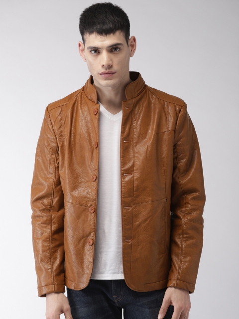 

Fort Collins Men Tan Solid Biker Jacket