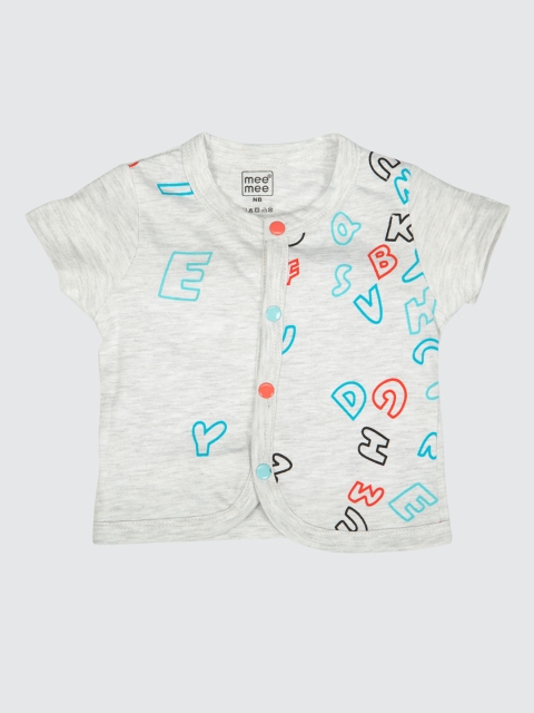 

MeeMee Infants Grey Melange Printed Jhabla