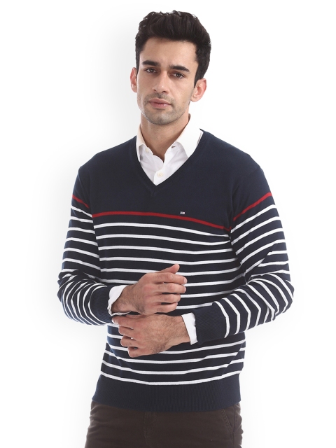 

Arrow Sport Men Blue Striped Pullover