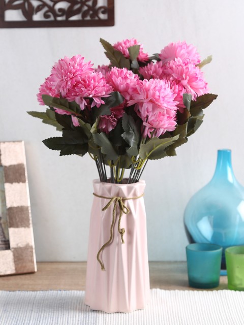 

Fourwalls Pink Set of 4 Artificial Mini Chrysanthemum Ball Flower Bouquet Without Pot