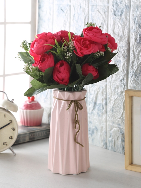 

Fourwalls Set of 6 Dark/Pink Artificial Camelia Flower Bunches without Pot