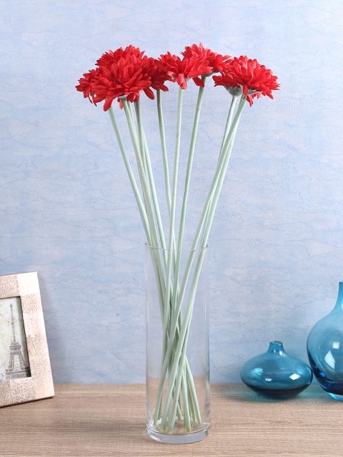 

Fourwalls Set Of 12 Artificial Garbara Flower Stems, Red