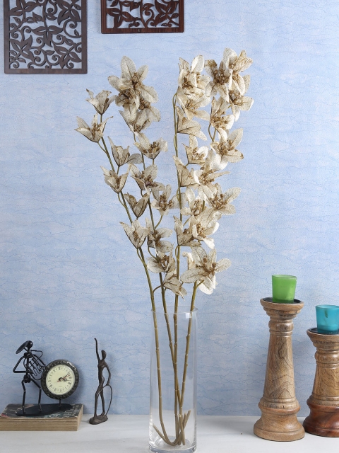 

Fourwalls Set of 4 Artificial Forsythia Glitter Flower Stems, Gold