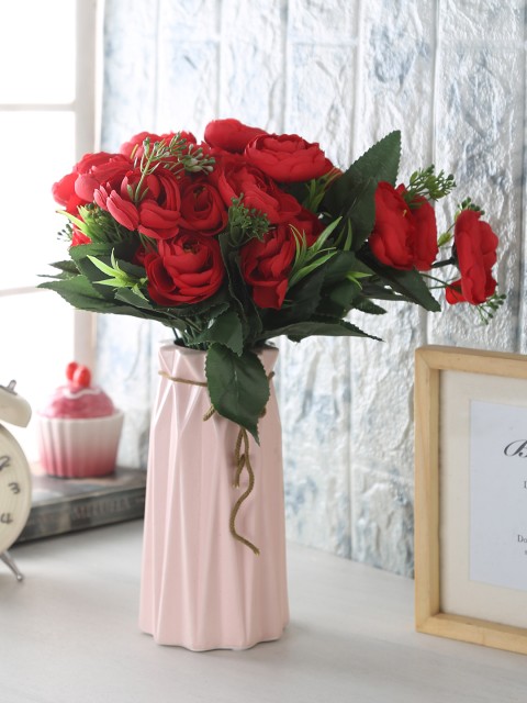 

Fourwalls Set of 6 Red Artificial Camelia Flower Bunches without Pot