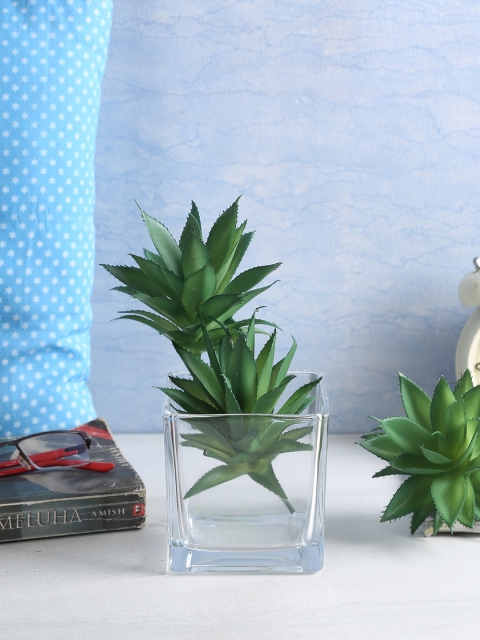

Fourwalls Set of 3 Green Artificial Mini Succulent Plants without pot