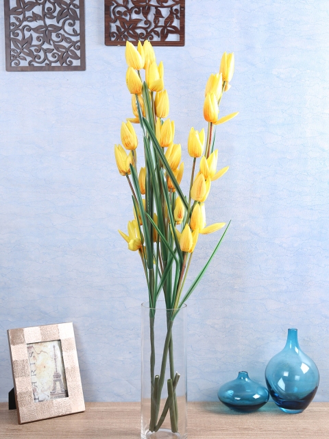 

Fourwalls Set Of 3 Yellow Artificial Single Tulip Flower Stems