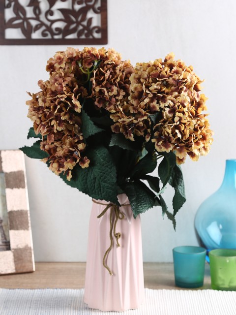

Fourwalls Set of 2 Brown Artificial Hydrangea Flower Bouquet without pot