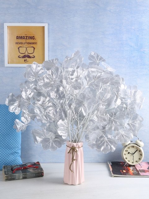 

Fourwalls Set of 8 Silver Artificial Maple Toned Leaves Plants Stem without Pot