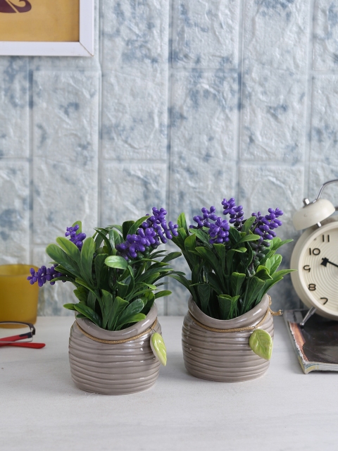 

Fourwalls Set of 2 Purple Artificial Berry Flower Plants in a Ceramic Pot