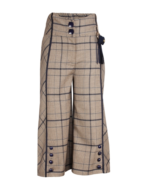 

CUTECUMBER Girls Brown & Navy Blue Smart Regular Fit Checked Culottes