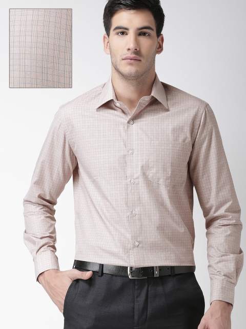 

Arrow Men Taupe & Blue Slim Fit Checked Formal Shirt