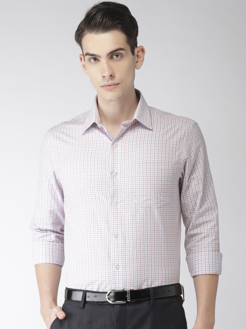 

Arrow Men White & Blue Slim Fit Checked Formal Shirt
