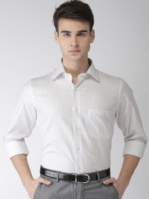 

Arrow Men White & Red Regular Fit Checked Formal Shirt