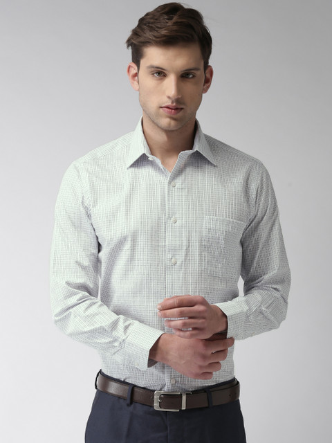 

Arrow Men Off-White & Blue Regular Fit Checked Formal Shirt