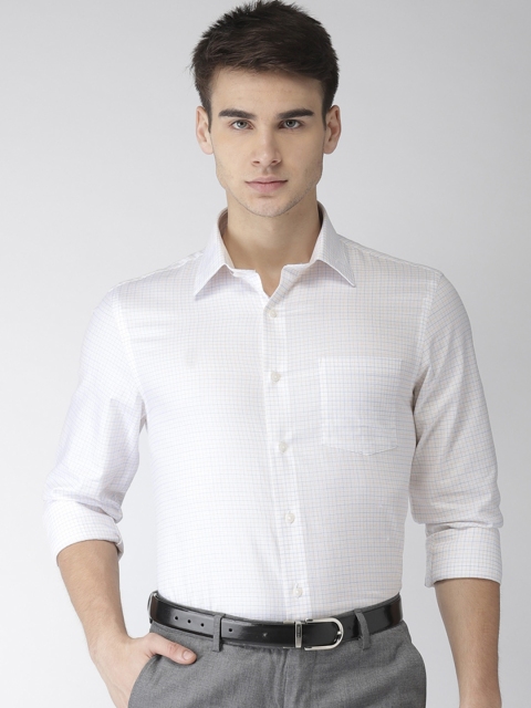 

Arrow Men White & Blue Slim Fit Checked Formal Shirt