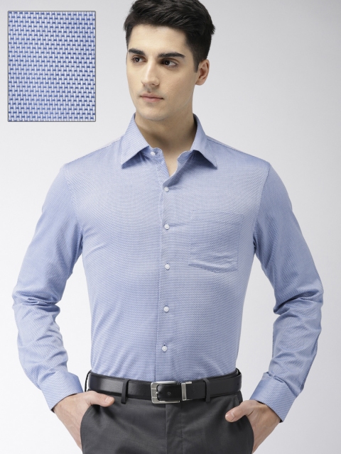 

Arrow Men Blue & White Slim Fit Self Design Formal Shirt