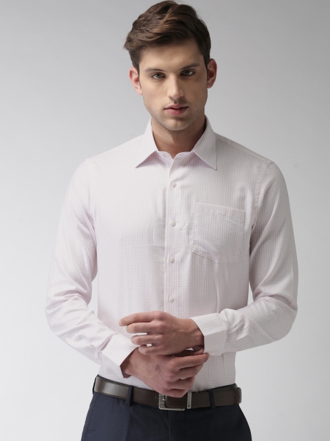 

Arrow Men White & Pink Slim Fit Checked Formal Shirt