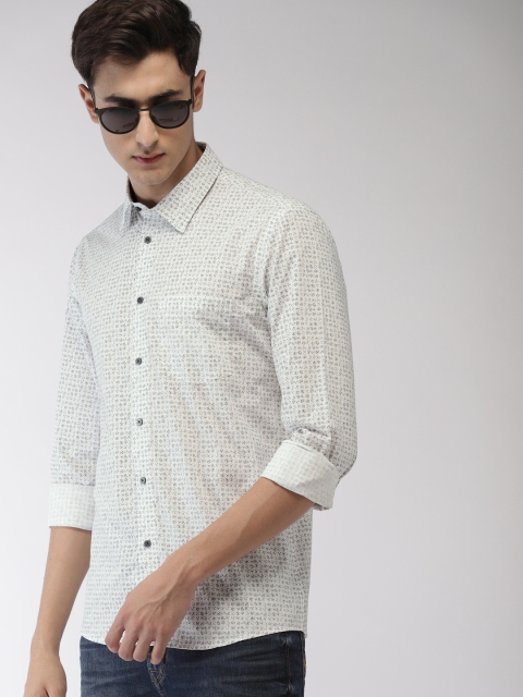 

Arrow Men White & Black Slim Fit Printed Semiformal Shirt