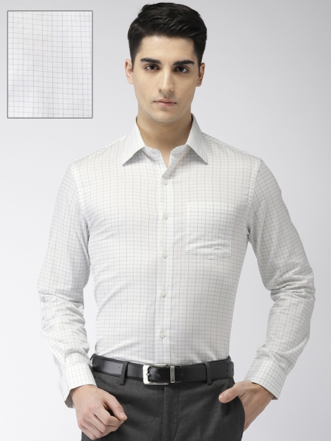 

Arrow Men White & Blue Slim Fit Checked Formal Shirt