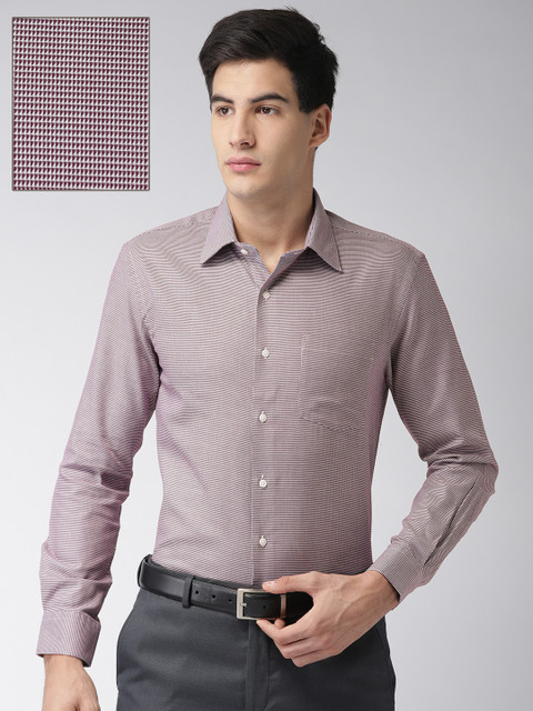 

Arrow Men Maroon & White Slim Fit Self Design Formal Shirt