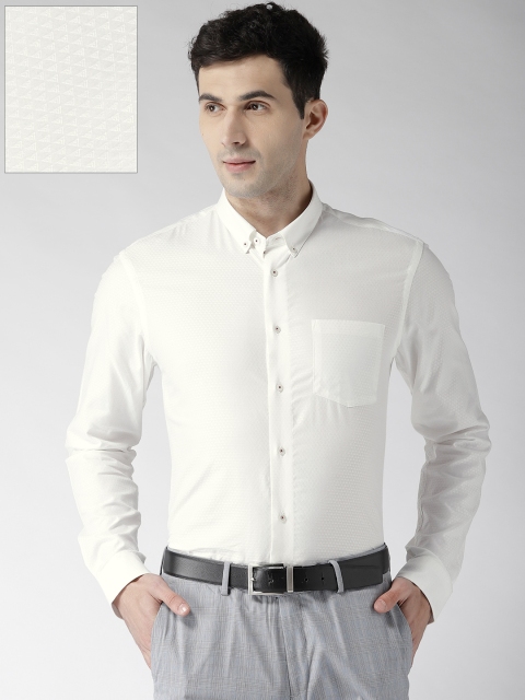 

Arrow Men White Slim Fit Self Design Casual Shirt