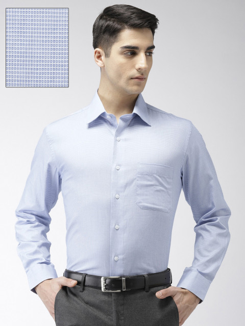 

Arrow Men Blue & White Regular Fit Self Design Formal Shirt