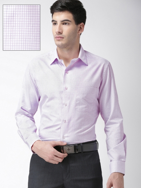 

Arrow Men White & Purple Regular Fit Checked Formal Shirt