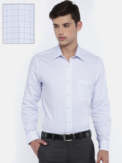 

Arrow Men White & Purple Regular Fit Checked Formal Shirt