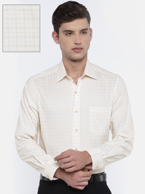 

Arrow Men White & Orange Regular Fit Checked Casual Shirt