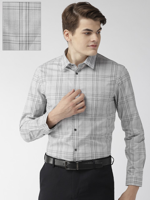 

Arrow Men Grey & Black Snug Fit Checked Formal Shirt