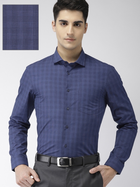 

Arrow Men Navy Blue Regular Fit Checked Formal Shirt