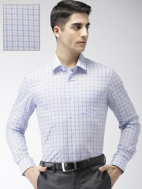 

Arrow Men Blue & Off-White Slim Fit Checked Formal Shirt