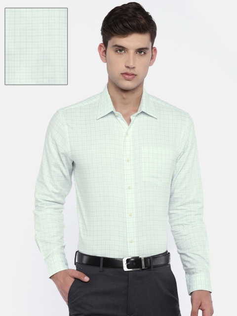 

Arrow Men White & Green Slim Fit Checked Formal Shirt