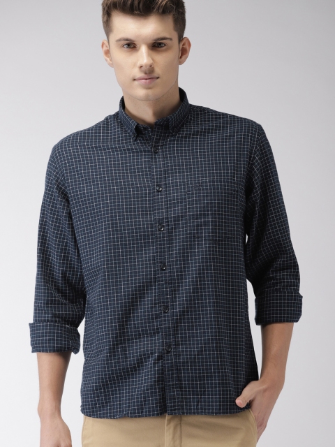 

Arrow Men Navy Blue Regular Fit Checked Casual Shirt