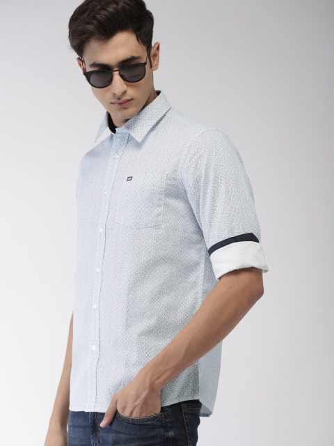 

Arrow Men White & Navy Blue Slim Fit Printed Casual Shirt