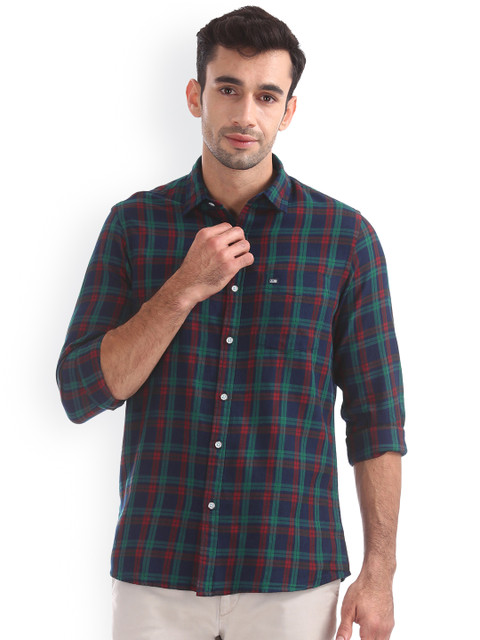 

Arrow Men Navy Blue & Maroon Slim Fit Checked Casual Shirt