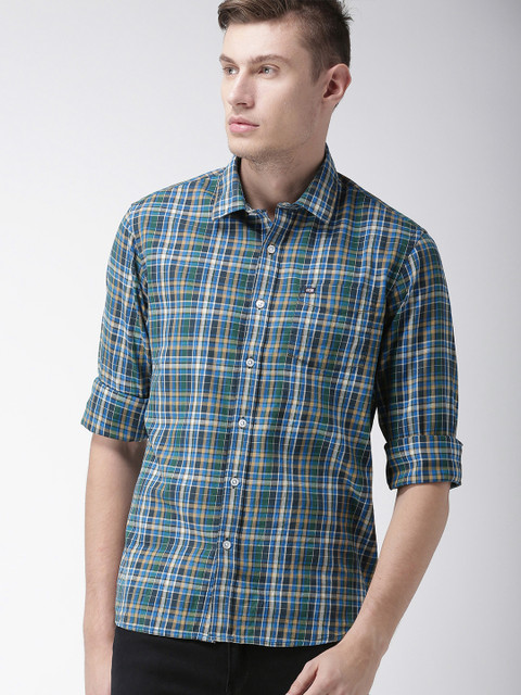 

Arrow Sport Men Green & Blue Slim Fit Checked Casual Shirt