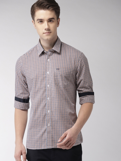 

Arrow Men White & Brown Slim Fit Checked Casual Shirt