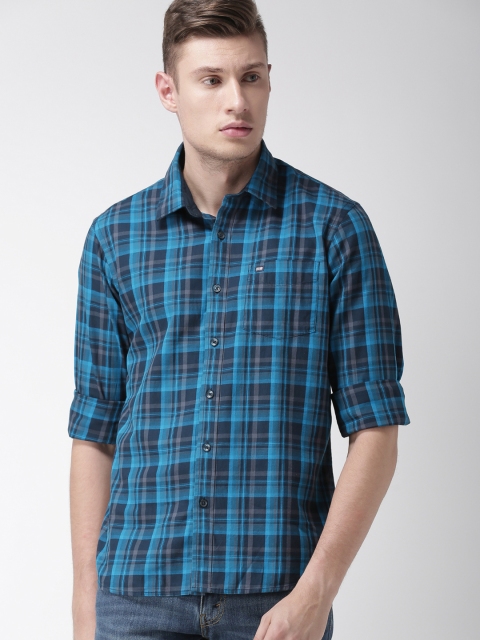 

Arrow Sport Men Navy Blue Slim Fit Checked Casual Shirt