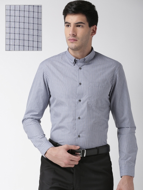 

Arrow Men Grey & Blue Slim Fit Checked Formal Shirt