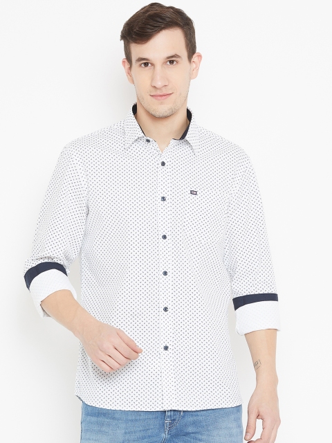 

Arrow Men White & Navy Blue Slim Fit Printed Casual Shirt