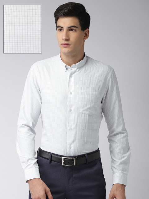 

Arrow Men White & Blue Slim Fit Checked Formal Shirt