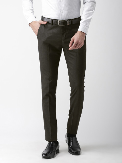 

Arrow Men Black Regular Fit Self Design Formal Trousers