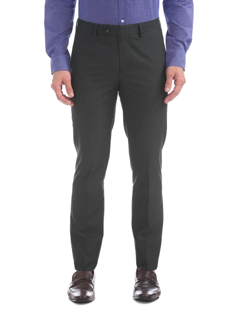 

Arrow Men Charcoal Slim Fit Printed Regular Trousers