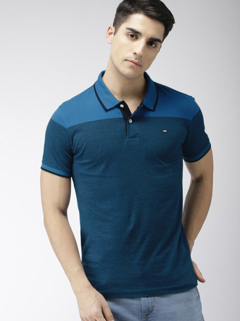 

Arrow Men Blue Solid Polo Collar T-shirt