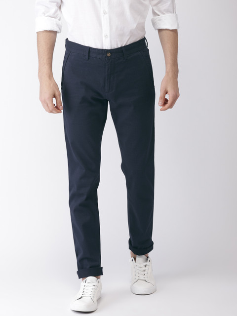 

Arrow Men Navy Blue Chrysler Slim Fit Printed Chinos