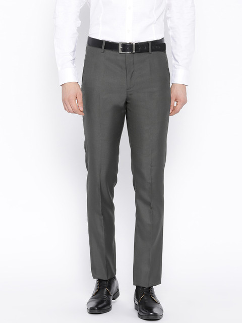 

Arrow Men Charcoal Grey Solid Tapered Fit Solid Formal Trousers