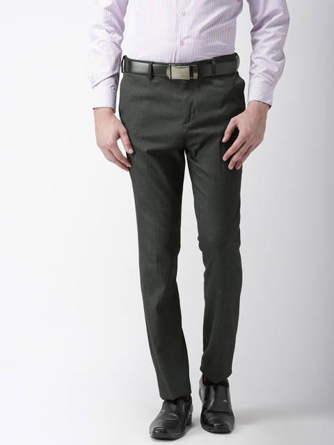 

Arrow Men Charcoal Tapered Fit Solid Formal Trousers