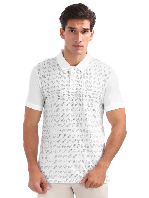 

Arrow Men White Printed Polo Collar T-shirt