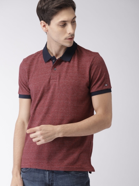 

Arrow Sport Men Red Self-Design Polo Collar T-shirt